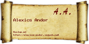 Alexics Andor névjegykártya